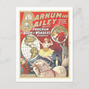 Vintage Barnum & Bailey Advertisement Lithograph Postcard