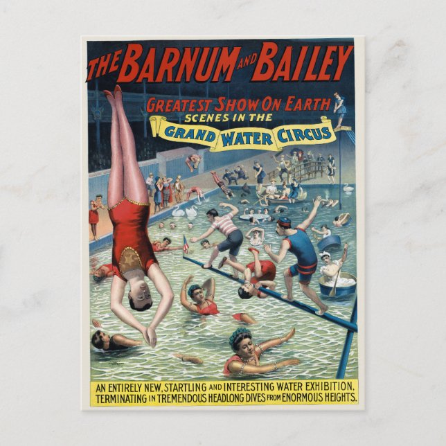 Vintage Barnum & Bailey Circus Poster Postcard (Front)