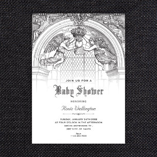 vintage baroque arch baby shower invitation
