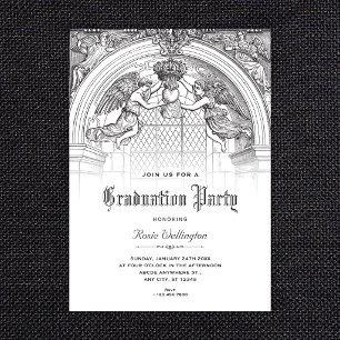 vintage baroque arch graduation invitation