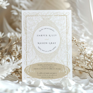 Vintage Baroque Beige Wedding Ornate Flourishes Invitation