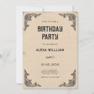 Vintage baroque birthday invitation