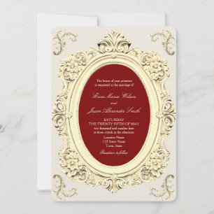 Vintage Baroque Burgundy Wedding Invitation