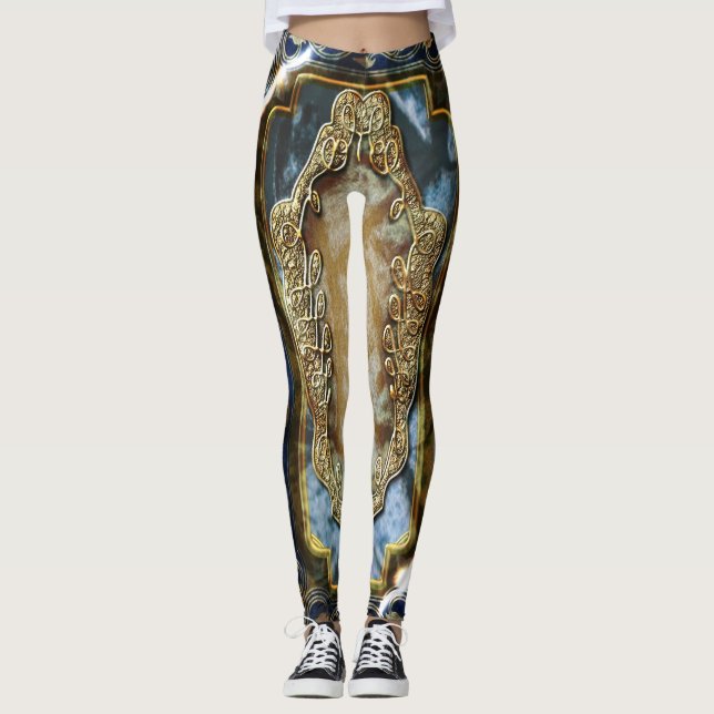 Vintage baroque chic swirl fall leggings (Front)