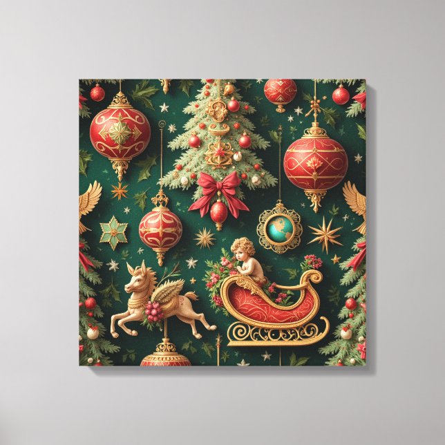 Vintage Baroque Christmas Stretched Canvas Print (Front)