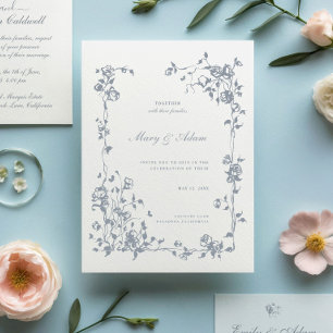 Vintage Baroque Elegant Flowers Wedding Invitation