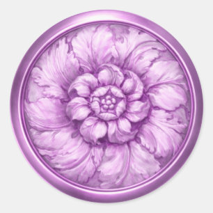 Vintage Baroque Embossed Look Lavender Purple Classic Round Sticker