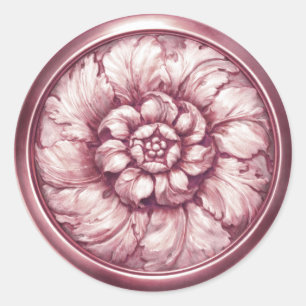Vintage Baroque Embossed Look Lilac Pink Classic Round Sticker