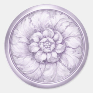 Vintage Baroque Embossed Look Purple 12 Classic Round Sticker