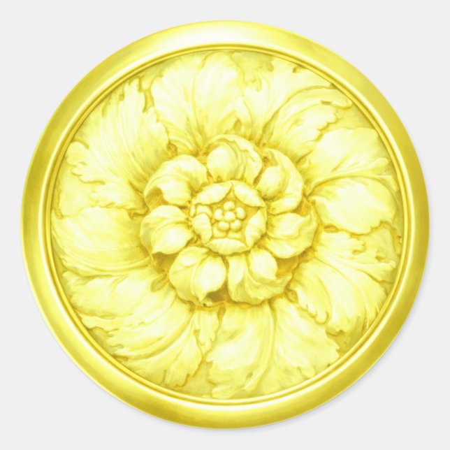 Vintage Baroque Embossed Look Seal Yellow (Front)