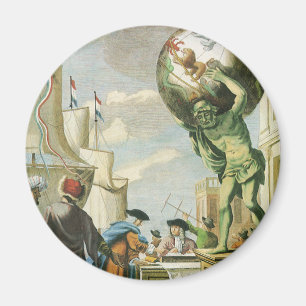 Vintage Baroque Era Atlas Frontispiece World Globe Magnet