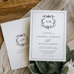 Vintage Baroque Floral Crest Victorian Wedding Invitation