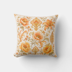 Vintage Baroque Floral Pattern – Warm Orange /Gold Cushion