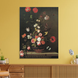 Vintage Baroque Floral Still Life Flowers in Vase Canvas Print