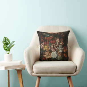 Vintage Baroque, Floral Still Life Flowers in Vase Cushion