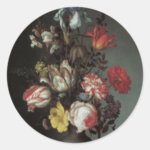 Vintage Baroque Flowers by Balthasar van der Ast Classic Round Sticker