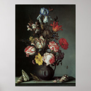 Vintage Baroque Flowers by Balthasar van der Ast Poster