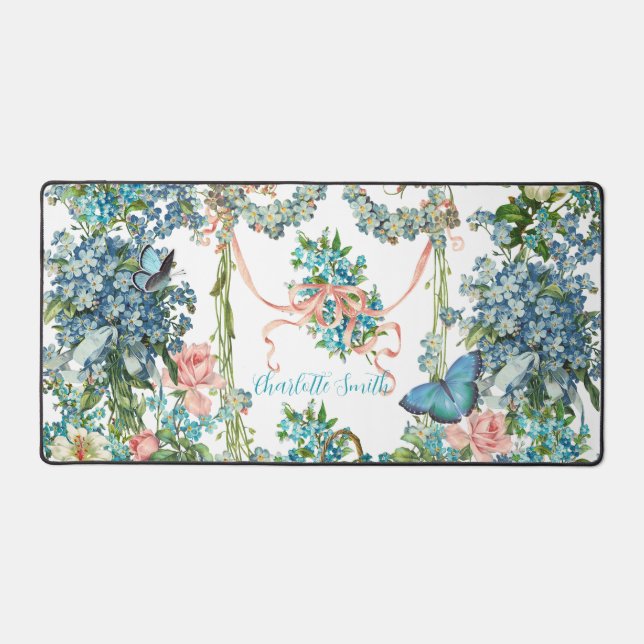 Vintage Baroque Forget-Me-Nots Desk Mat (Front)