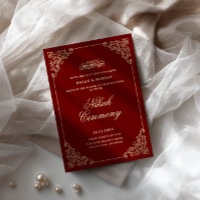 Vintage Baroque Frame Burgundy Red Nikah Ceremony