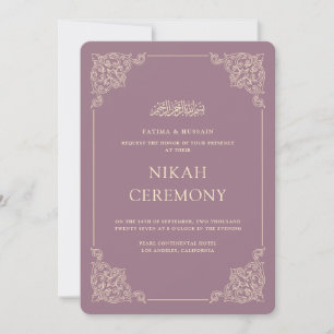 Vintage Baroque Gold Dusty Purple Nikah Ceremony Invitation