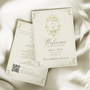 Vintage Baroque Gold Wedding Welcome Letter Invitation