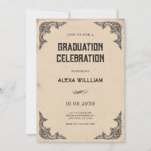 Vintage baroque graduation invitation