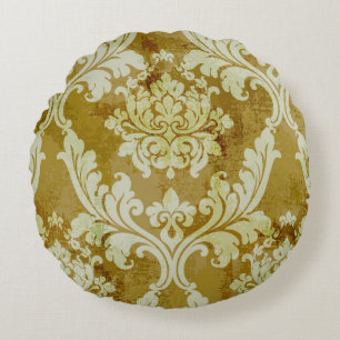Vintage baroque ornament seamless pattern round cushion
