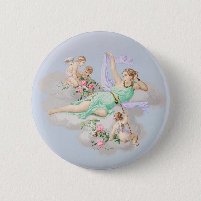 Vintage Baroque Pastel Angels 6 Cm Round Badge (Front)
