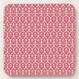 Vintage Baroque Pink Floral Wallpaper Coaster