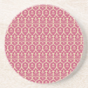Vintage Baroque Pink Floral Wallpaper Coaster
