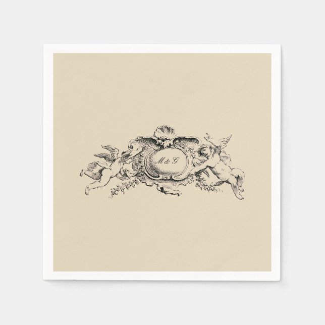 Vintage Baroque Rococo Border with Hearts Napkin (Front)