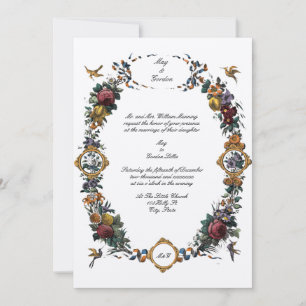 Vintage Baroque Rococo Floral Cartouche Invitation