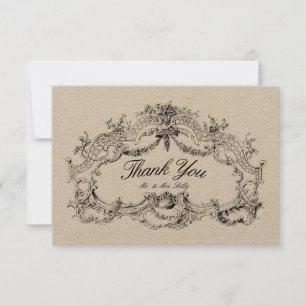 Vintage Baroque Rococo Floral Foliage Altar Border Thank You Card