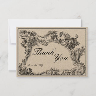 Vintage Baroque Rococo Floral Foliage Border Thank You Card