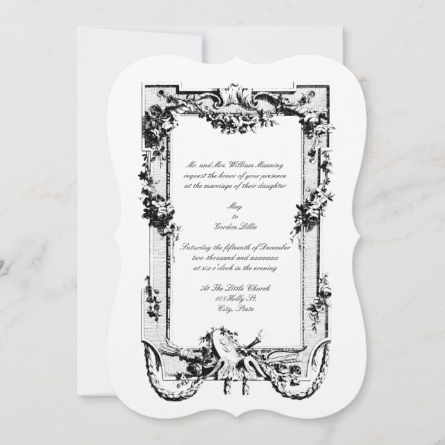 Vintage Baroque Rococo Frame with Hearts Invitation (Front)