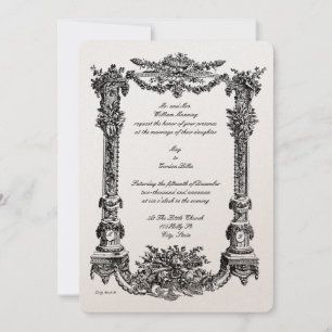 Vintage Baroque Rococo Pedestal Frame Wedding Invitation