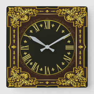 Vintage Baroque Square Wall Clock