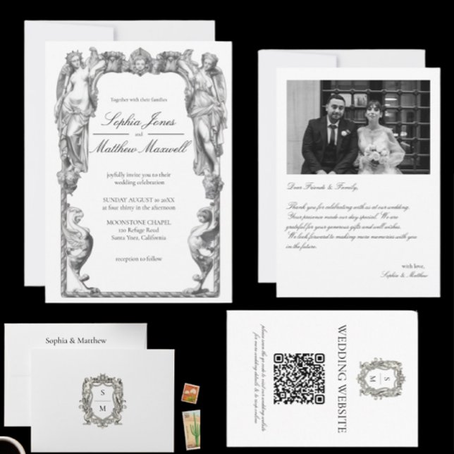 Vintage Baroque Statue Fine Art Renaissance Invitation (Creator Uploaded)