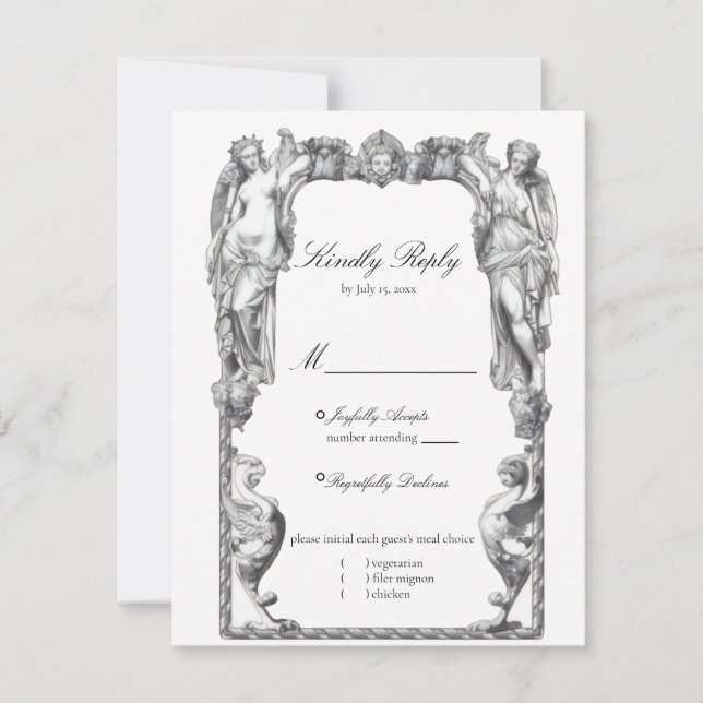Vintage Baroque Statue Fine Art Renaissance RSVP Card (Front)