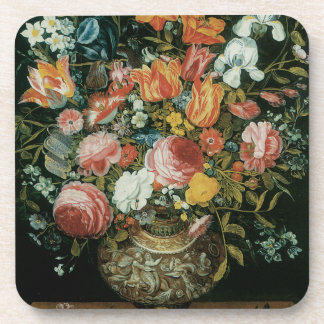 Vintage Baroque Still Life Flowers in a Vase Coaster