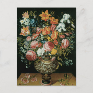 Vintage Baroque Still Life Flowers in a Vase Postcard