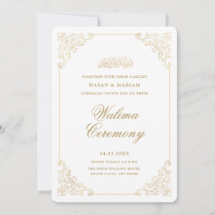 Vintage Baroque Stylish Script Walima Ceremony Invitation