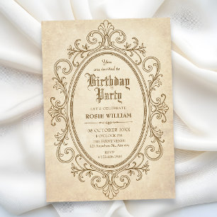 Vintage baroque victorian birthday invitation