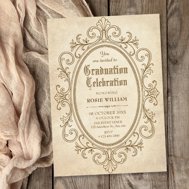 Vintage baroque victorian graduation invitation (Creator Uploaded)