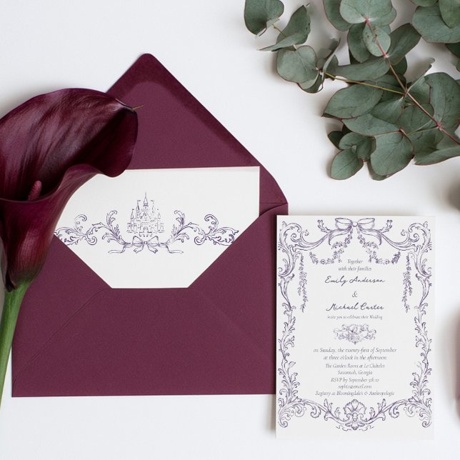 Vintage Baroque Victorian Plum wedding Invitation (Creator Uploaded)