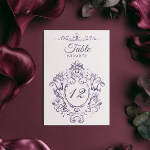 Vintage Baroque Victorian Plum wedding Table Number