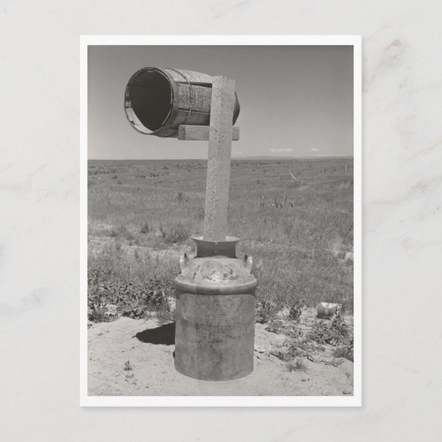 Vintage barrel and bucket rural Idaho mailbox Postcard (Front)