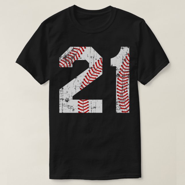 Vintage Baseball 21 Jersey Number Premium  T-Shirt (Design Front)