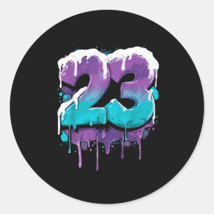 Vintage Baseball 23 Number Classic Round Sticker