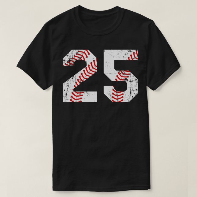 Vintage Baseball 25 Jersey Number  T-Shirt (Design Front)